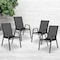 Flash Furniture Black Outdoor Stack Chair w/ Flex Material, PK4 4-JJ-303C-GG - alternate 1